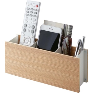 image:imageYAMAZAKI Home Rin Desk Organizer  Tv Remote Control And Pen Holder  Small  Steel  WoodAsh