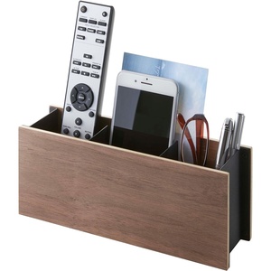 image:imageYAMAZAKI Home Rin Desk Organizer  Tv Remote Control And Pen Holder  Small  Steel  WoodWalnut