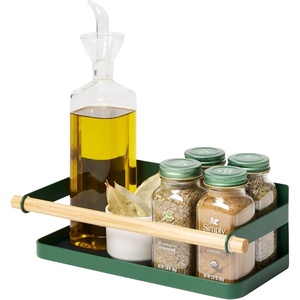 image:imageYAMAZAKI Home Strategist Magnetic Spice Storage Rack Organizer For Fridge  Steel  WoodForest Green