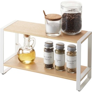 image:imageYAMAZAKI Home Tosca Kitchen Rack  Counter Storage Shelf Organizer  Steel  WoodWhite