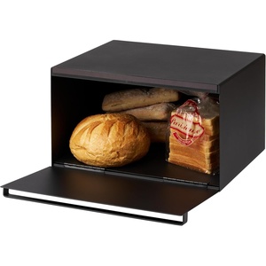 image:imageYAMAZAKI Home Tower Bread Box Keeper Holder Container Metal Bread Holder Saver Slim Space Saving Counter Storage  Horizontal  Steel  Sleek metal bread holder and saver container Slim spacesaving design fits countertops Adds practical everyday storageBlack