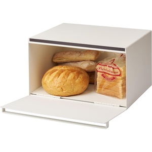 image:imageYAMAZAKI Home Tower Bread Box Keeper Holder Container Metal Bread Holder Saver Slim Space Saving Counter Storage  Horizontal  Steel  Sleek metal bread holder and saver container Slim spacesaving design fits countertops Adds practical everyday storageWhite