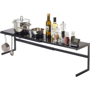 image:imageYAMAZAKI Home Tower Expandable Support Rack  Kitchen Storage Shelf Organizer  Large  SteelBlack