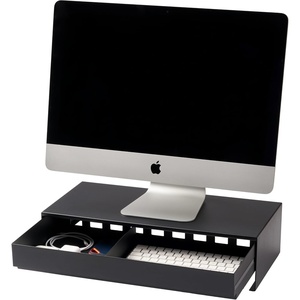 image:imageYAMAZAKI Home Tower Monitor Stand With Drawer  Monitor Riser With Storage Desk Monitor Stand With Cable Management Gaming Organizer Steel Black  SteelBlack