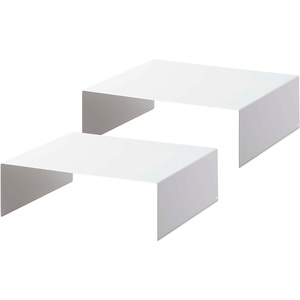 image:imageYAMAZAKI Home Tower Steel Under Cabinet Bottom Shelf Storage Organizer Set of 2 Dish Riser for Under Sink Or Kitchen Pantry Or Counter  Steel   Steel cabinet shelf risers Set of 2 storage organizer maximizes space A smart fit for modern homes Built for everyday useWhite