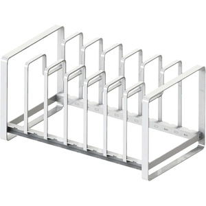 image:imageYAMAZAKI Home Tower Under Sink Pot Lids And Frying Pan Storage Kitchen Drawer Organizer Rack  SteelWhite