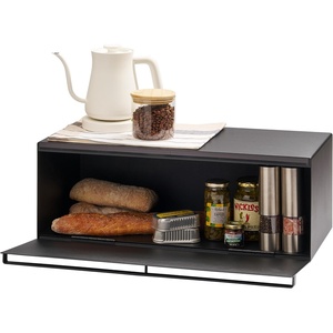 image:imageYAMAZAKI Home Tower Wide Bread Box Keeper Holder Container Metal Bread Holder Saver Large Counter Storage  SteelBlack