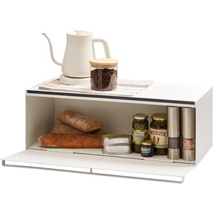 image:imageYAMAZAKI Home Tower Wide Bread Box Keeper Holder Container Metal Bread Holder Saver Large Counter Storage  SteelWhite