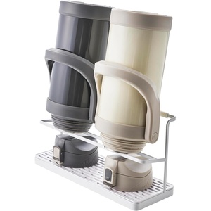 image:imageYAMAZAKI Home TwoTier Bottle Drying Rack with Drainage Tray Stand White  Twotier bottle drying rack with an elevated drainage tray to prevent spillage Designed for convenient home organizationWhite