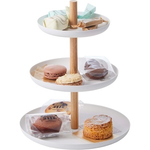 image:imageYamazaki Home 3Tier Food Serving Stand  Appetizer amp Dessert Tray Party Organizer Steel  Wood White  3tier food serving stand amp party organizer Durable steel and wood construction Display appetizers and hors doeuvres79