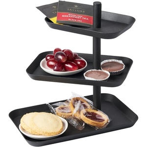image:imageYamazaki Home 3Tier Serving Stand  Appetizer Tray Organizer for Party or Kitchen Steel One Size WhiteBlack