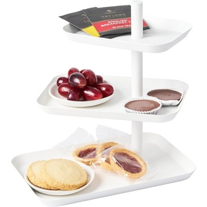 image:imageYamazaki Home 3Tier Serving Stand  Appetizer Tray Organizer for Party or Kitchen Steel One Size WhiteWhite