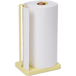 image:imageYamazaki Home Tosca OneHanded Tear Paper Towel Holder  Kitchen Storage Rack  Steel  WoodYellow