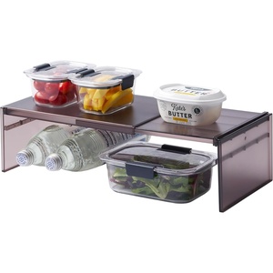 image:imageYamazaki Home Tower Adjustable Extendable Refrigerator Storage Rack  2Level Height Adjustable Shelf For Fridge Organization  Customizable Width Easy Assembly Fits 2L Bottles  Plastic Black