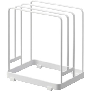 image:imageYamazaki Home Tower Cutting Board Holder Storage Stand For Round And Rectangular Chopping Boards  SteelWhite