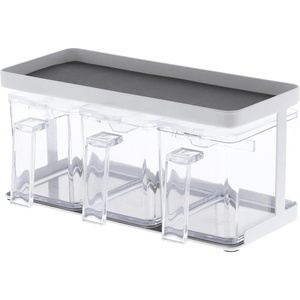 image:imageYamazaki Home Tower Pantry Canisters With Rack  Kitchen Container Storage Organizer  Triple  Steel  Plastic  825 Cups 195 LitersWhite