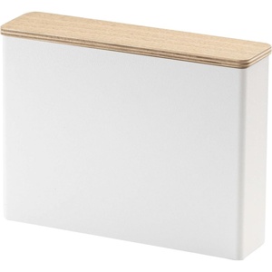 image:imageYamazaki Home Wood Accent Coffee Pourover Filter Case with Lid  Storage Holder Stainless Steel Container Dispenser Steel  Wood White  Sleek steel container with a warm wood accent lid safely stores size 04 coffee filters Built for everyday useSize 4