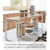 image:imageYAMAZAKI Home Kitchen Rack  Counter Storage Shelf Organizer Steel  WoodWhite  Tosca singletier riser maximizes space Perfect for organizing spices plates or mugs Adds practical everyday storageKitchen Rack Wide