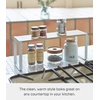 image:imageYAMAZAKI Home Kitchen Rack  Counter Storage Shelf Organizer Steel  WoodWhite  Tosca singletier riser maximizes space Perfect for organizing spices plates or mugs Adds practical everyday storageKitchen Rack Wide