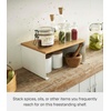 image:imageYAMAZAKI Home Tosca WoodTop Stackable Kitchen Rack  Modern Counter Shelf Organizer  Large  Steel  Wood  Stack Up to Two  Modern countertop shelf riser maximizes kitchen space Stackable design Freestanding rack with a warm woodtop plateLarge Pack of 12