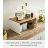 image:imageYAMAZAKI Home Tosca WoodTop Stackable Kitchen Rack  Modern Counter Shelf Organizer  Large  Steel  Wood  Stack Up to Two  Modern countertop shelf riser maximizes kitchen space Stackable design Freestanding rack with a warm woodtop plateLarge