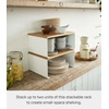 image:imageYAMAZAKI Home Tosca WoodTop Stackable Kitchen Rack  Modern Counter Shelf Organizer  Large  Steel  Wood  Stack Up to Two  Modern countertop shelf riser maximizes kitchen space Stackable design Freestanding rack with a warm woodtop plateLarge Pack of 12