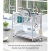 image:imageYAMAZAKI Home TwoTier Adjustable Dish Drainer Rack Compact Drying Rack with Hooks Utensils Holder Steel Draining Spout Water Resistant No Assembly Req  Twotier adjustable dish drainer rack with side hooks and a dedicated utensils holder Helps keep everyday spaces organizedWhite