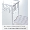 image:imageYAMAZAKI Home TwoTier Adjustable Dish Drainer Rack Compact Drying Rack with Hooks Utensils Holder Steel Draining Spout Water Resistant No Assembly Req  Twotier adjustable dish drainer rack with side hooks and a dedicated utensils holder Helps keep everyday spaces organizedWhite