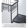 image:imageYAMAZAKI Home TwoTier Adjustable Dish Drainer Rack Compact Drying Rack with Hooks Utensils Holder Steel Draining Spout Water Resistant No Assembly Req  Twotier adjustable dish drainer rack with side hooks and a dedicated utensils holder Helps keep everyday spaces organizedBlack