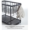 image:imageYAMAZAKI Home TwoTier Adjustable Dish Drainer Rack Compact Drying Rack with Hooks Utensils Holder Steel Draining Spout Water Resistant No Assembly Req  Twotier adjustable dish drainer rack with side hooks and a dedicated utensils holder Helps keep everyday spaces organizedBlack