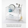 image:imageYAMAZAKI Home TwoTier Adjustable Dish Drainer Rack Compact Drying Rack with Hooks Utensils Holder Steel Draining Spout Water Resistant No Assembly Req  Twotier adjustable dish drainer rack with side hooks and a dedicated utensils holder Helps keep everyday spaces organizedWhite