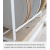 image:imageYAMAZAKI Home WoodAccented Dish Storage Rack  Kitchen Organizer Holder Stand Steel  Wood Large No Assembly Req  Sleek vertical plate organizer holds dishes upright to maximize cabinet space Nonslip silicone tracks protect from damageWhite