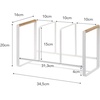 image:imageYAMAZAKI Home WoodAccented Dish Storage Rack  Kitchen Organizer Holder Stand Steel  Wood Large No Assembly Req  Sleek vertical plate organizer holds dishes upright to maximize cabinet space Nonslip silicone tracks protect from damageWhite
