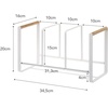 image:imageYAMAZAKI Home WoodAccented Dish Storage Rack  Kitchen Organizer Holder Stand Steel  Wood Large No Assembly Req  Sleek vertical plate organizer holds dishes upright to maximize cabinet space Nonslip silicone tracks protect from damageWhite