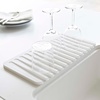 image:imageYamazaki Home Self Draining Tray  Drying Board Dish Drainer Mat BlackWhite