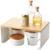 image:imageYAMAZAKI Home Tosca WoodTop Stackable Kitchen Rack  Modern Counter Shelf Organizer  Large  Steel  Wood  Stack Up to Two  Modern countertop shelf riser maximizes kitchen space Stackable design Freestanding rack with a warm woodtop plateLarge