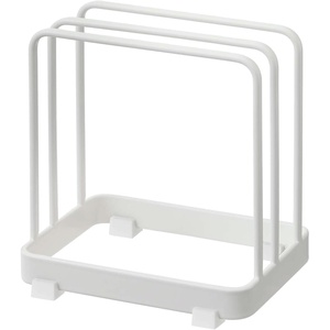 image:imageYAMAZAKI Home Cutting Board Stand Kitchen Storage Holder Metal Rack White  Efficient kitchen storage rack and holder organizer Perfect for clutterfree countertops Keeps busy spaces neat and tidyWhite