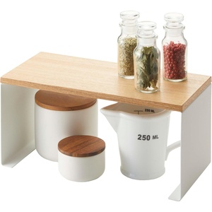 image:imageYAMAZAKI Home Tosca WoodTop Stackable Kitchen Rack  Modern Counter Shelf Organizer  Large  Steel  Wood  Stack Up to Two  Modern countertop shelf riser maximizes kitchen space Stackable design Freestanding rack with a warm woodtop plateSmall