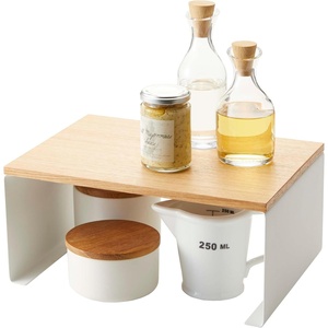 image:imageYAMAZAKI Home Tosca WoodTop Stackable Kitchen Rack  Modern Counter Shelf Organizer  Large  Steel  Wood  Stack Up to Two  Modern countertop shelf riser maximizes kitchen space Stackable design Freestanding rack with a warm woodtop plateLarge Pack of 12