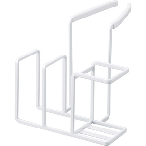 image:imageYAMAZAKI Industries 5080 Faucet Sponge amp Brush Holder Tower White Approx 55 x 69 x 51 inches 14 x 175 x 13 cm Tower Sponge Rack Brush StandWhite