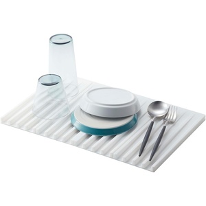 image:imageYamazaki Home Foldable Drainer Tray  Kitchen Dish Drying Mat  No Assembly ReqWhite