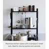 image:imageYAMAZAKI Home Tower Compact 2Shelf Kitchen Storage Rack  EasyToClean Design Versatile Hooks  SteelBlack