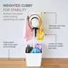 image:imageYAMAZAKI Home Tower Home Backpack Stand With Cubby  Adult And Kids Backpack Organizer With Hanger Bar Hooks And Storage Basket For School Bags Supplies Entryway  SteelWhite