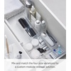 image:imageYAMAZAKI Home Tower Set Of 2 Clear Bottom Storage Cases  Stackable Transparent Organization Bins Large Deep  Deep  Ps ResinWhite