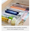 image:imageYAMAZAKI Home Tower Set Of 2 Clear Bottom Storage Cases  Stackable Transparent Organization Bins Large Deep  Deep  Ps ResinWhite