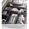 image:imageYAMAZAKI Home Tower Set Of 2 Clear Bottom Storage Cases  Stackable Transparent Organization Bins Medium  Medium  Ps ResinBlack