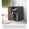 image:imageYamazaki Home Tower Large Capacity Game Console Rack  Organize Controllers PullOut Shelf Cable Management  Steel  Large capacity game console rack designed to organize controllers Sturdy steel construction Keeps essentials organizedBlack