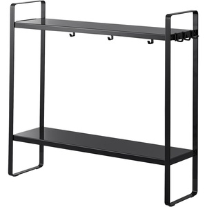 image:imageYAMAZAKI Home Tower Compact 2Shelf Kitchen Storage Rack  EasyToClean Design Versatile Hooks  SteelBlack