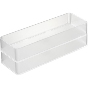 image:imageYAMAZAKI Home Tower Set Of 2 Clear Bottom Storage Cases  Stackable Transparent Organization Bins Large  Large  Ps Resin