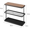 image:imageYAMAZAKI Home Tower Side Table with Storage Tier Shelves Narrow Narrow Wooden and Metal End Table for Bedside Or Living Room 17  SteelBlack